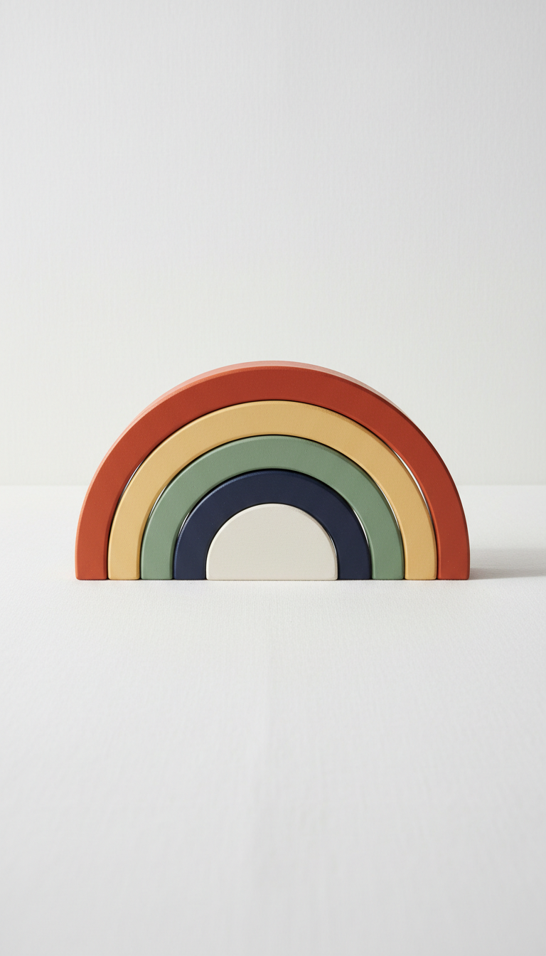 Arc-en-ciel à empiler en bois naturel