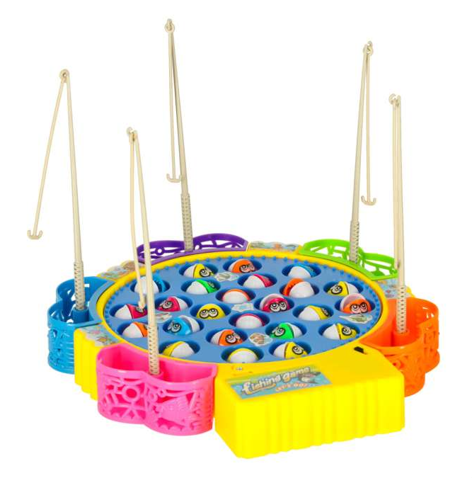 Jeu de Pêche à la Ligne Musical et Rotatif – Jeu de Société Enfant (24 Poissons & 5 Cannes)
