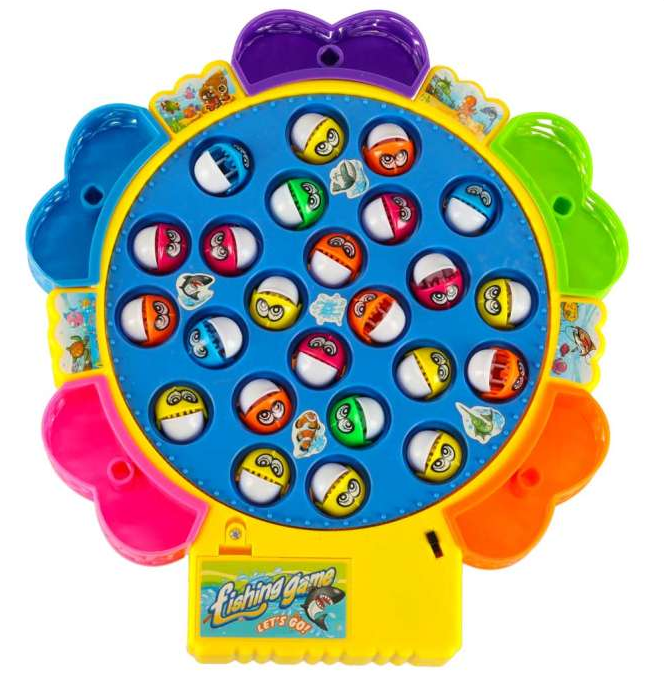 Jeu de Pêche à la Ligne Musical et Rotatif – Jeu de Société Enfant (24 Poissons & 5 Cannes)