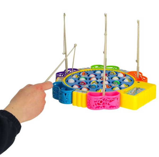 Jeu de Pêche à la Ligne Musical et Rotatif – Jeu de Société Enfant (24 Poissons & 5 Cannes)