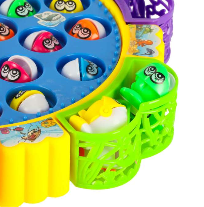 Jeu de Pêche à la Ligne Musical et Rotatif – Jeu de Société Enfant (24 Poissons & 5 Cannes)