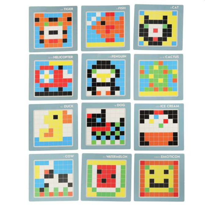 Jeu Éducatif de Logique et Mosaïque Carreaux – Puzzle Pixel Art Montessori (175 Pièces & Cartes Modèles)