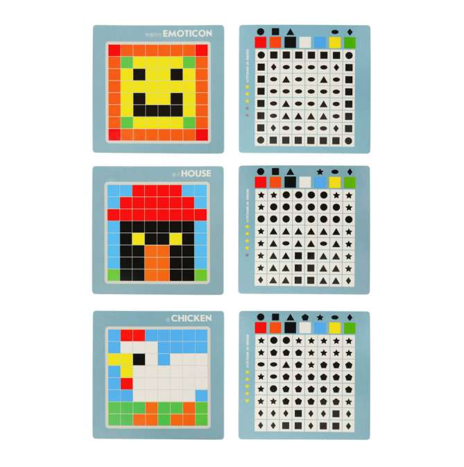 Jeu Éducatif de Logique et Mosaïque Carreaux – Puzzle Pixel Art Montessori (175 Pièces & Cartes Modèles)
