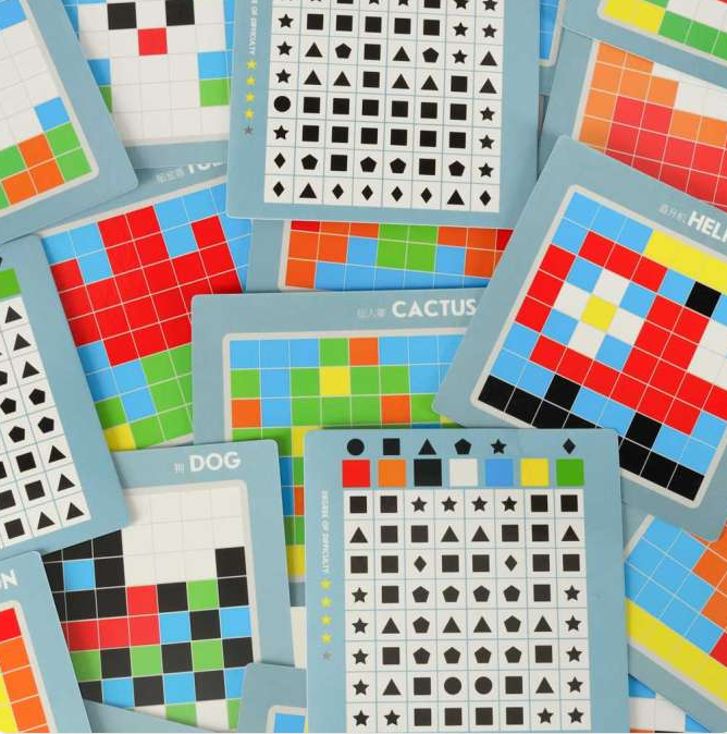Jeu Éducatif de Logique et Mosaïque Carreaux – Puzzle Pixel Art Montessori (175 Pièces & Cartes Modèles)