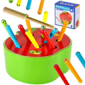 Jeu d’Éveil en Bois Pêche Magnétique – Attrape les Vers dans la Pomme Montessori (Motricité Fine)