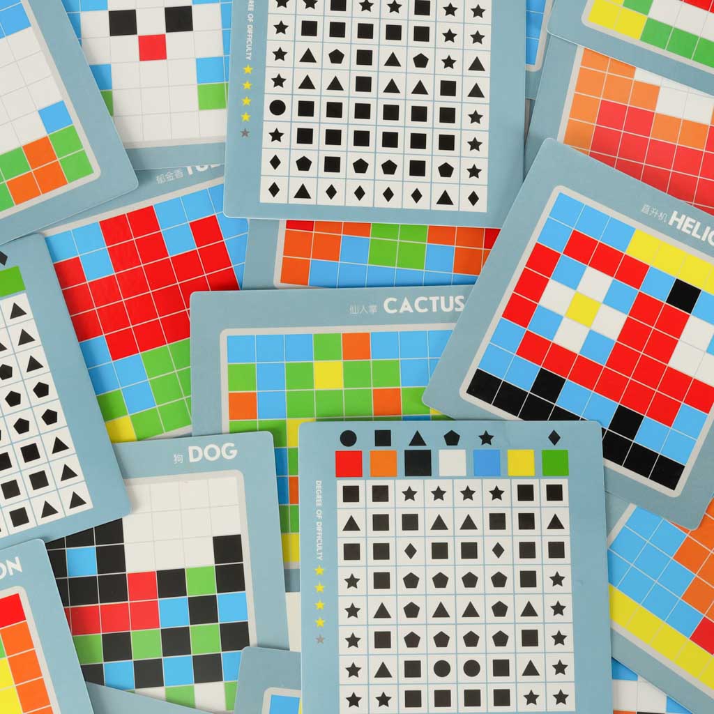 Jeu Éducatif de Logique et Mosaïque Carreaux – Puzzle Pixel Art Montessori (175 Pièces & Cartes Modèles)