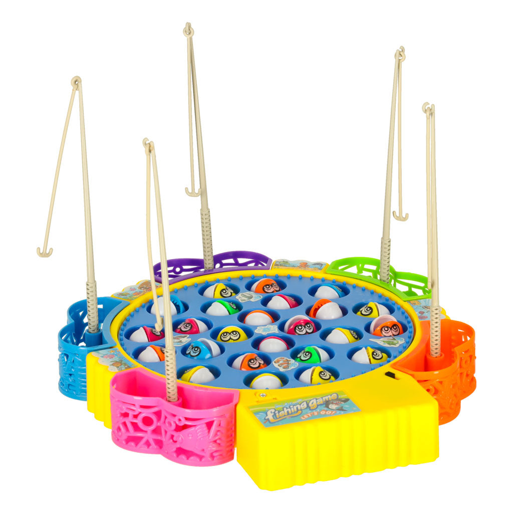 Jeu de Pêche à la Ligne Musical et Rotatif – Jeu de Société Enfant (24 Poissons & 5 Cannes)